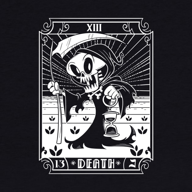 The Grim Reaper Skeleton Vintage Cartoon Death Tarot Card by Juandamurai